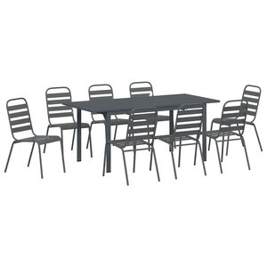 vidaXL Garden Dining Set 9 pcs Anthracite Powder-coated Steel