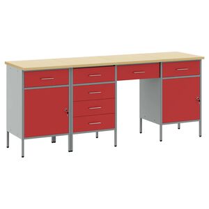vidaXL Work Cabinet with Drawer 4 pcs Red Engineered Wood and Steel
