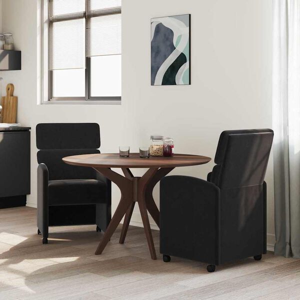 vidaXL Dining Chairs with Wheels 2 pcs Black 58 x 65 x 98 cm Velvet