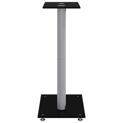 vidaXL Speaker Stands 2pcs Black&Silver Tempered Glass 2 Pillars Design