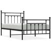 vidaXL Metal Bed Frame without Mattress with Footboard Black 100x190cm