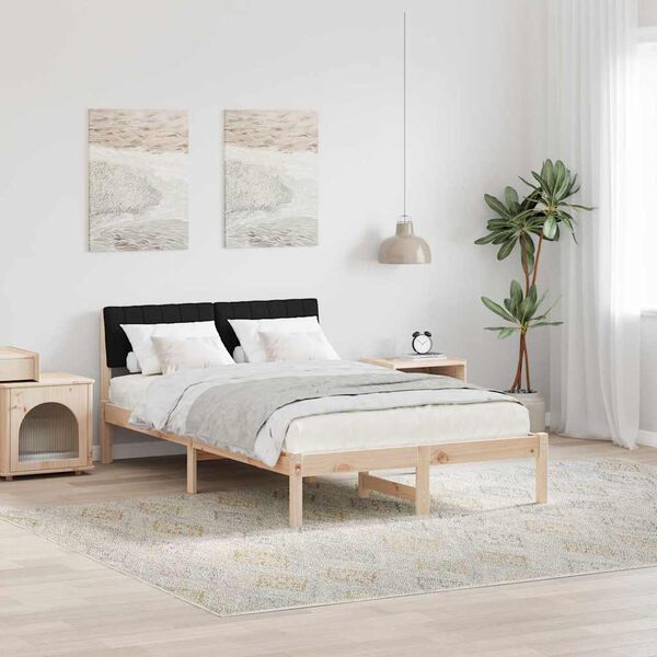 vidaXL Bed frame Brown and black 120 x 190 cm Solid pine wood