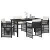 vidaXL Garden Dining Set 5 pcs Black Poly Rattan