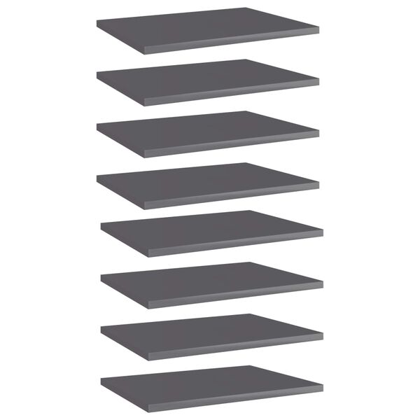 vidaXL Bookshelf Boards 8 pcs High Gloss Grey 40x30x1.5 cm Engineered Wood