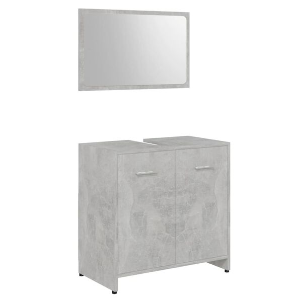 vidaXL 3 Piece Bathroom Furniture Set Concrete Grey Engineered Wood