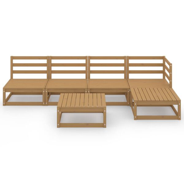 vidaXL 6 Piece Garden Lounge Set Honey Brown Solid Wood Pine