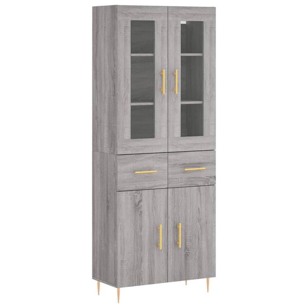 vidaXL Highboard Grey Sonoma 69.5x34x180 cm Engineered Wood