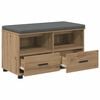 vidaXL Hall Bench with Cushion with Drawer Artisan Oak 80 x 38 x 46 cm