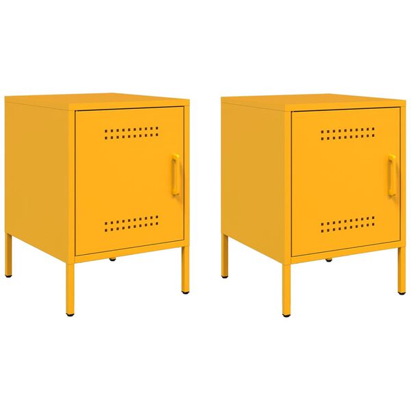 vidaXL Bedside Cabinets 2 pcs Mustard Yellow 36x39x50.5 cm Steel