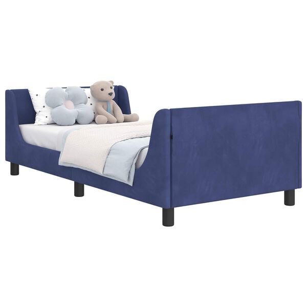 vidaXL Children's Bed Frame with Headboard Police Blue 90 x 190 cm
