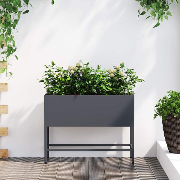 vidaXL Raised Garden Planter Anthracite 60 x 26 x 45 cm Steel