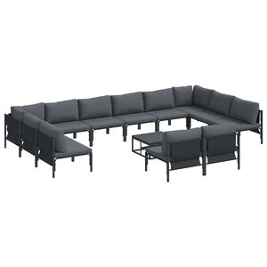 vidaXL Garden Sofa Set 13 pcs Black Steel