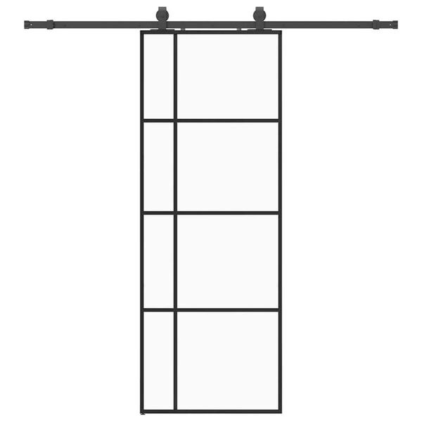 vidaXL Sliding Door with Hardware Set Black 76x205 cm ESG Glass