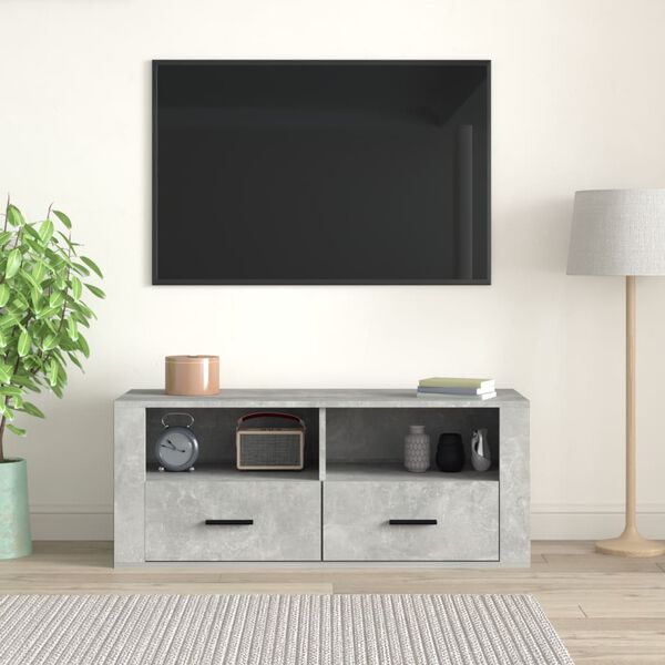 vidaXL TV Cabinet Concrete Grey 100x35x40 cm Engineered Wood