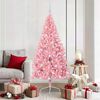 vidaXL Artificial Pre-lit Christmas Tree with 300 LEDs Pink 180 cm PVC