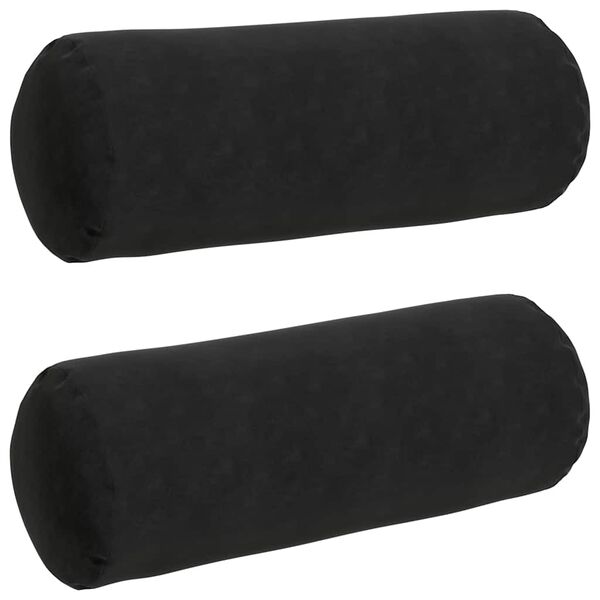 vidaXL Bolster Pillows 2 pcs Black Ø 25 x 70 cm Corduroy Fabric