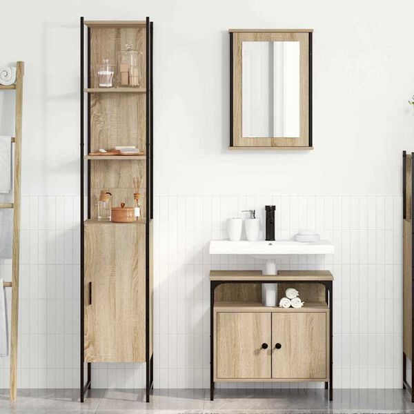 vidaXL Bathroom Furniture Set 3 pcs Sonoma Oak Engineered Wood