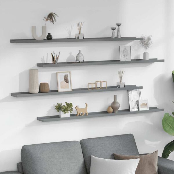 vidaXL Wall Shelves 4 pcs Grey 115x9x3 cm