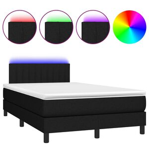 vidaXL Box Spring Bed with Mattress&LED Black 120x200cm Fabric