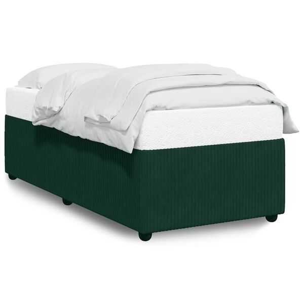 vidaXL Bed Frame without Mattress Dark Green 90x190 cm Single Velvet