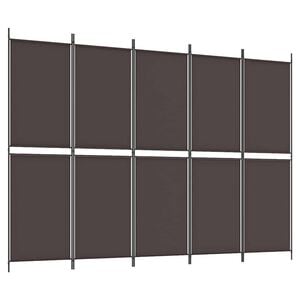 vidaXL 5-Panel Room Divider Brown 250x180 cm Fabric