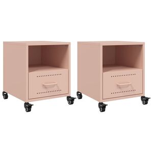 vidaXL Bedside Cabinets 2 pcs Pink 36x39x43,5 cm Steel