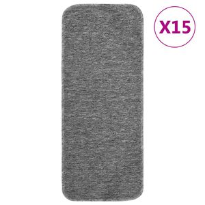 vidaXL Stair Mat | Set of 15 | Grey | 100% PP (Polypropylene) | 60 cm x 25 cm