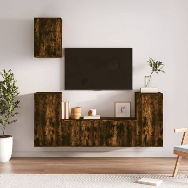 vidaXL 5 Piece TV Cabinet Set Smoked Oak Engineered Wood
