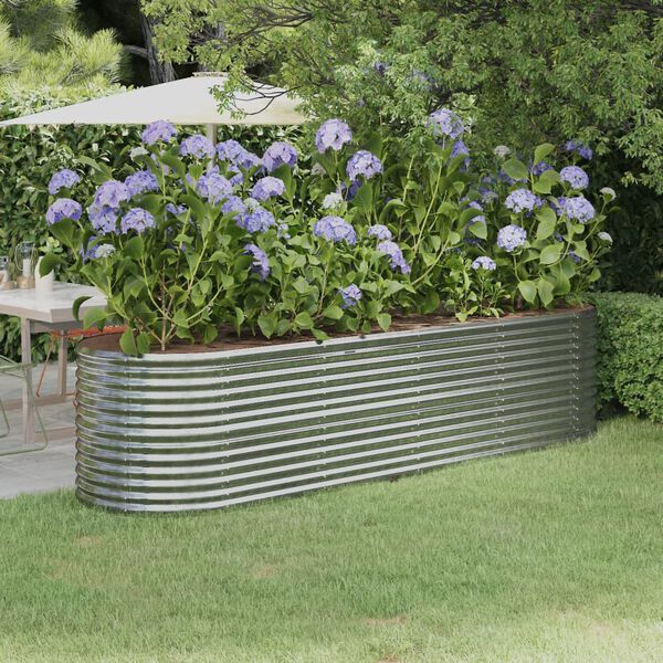 vidaXL Garden Raised Bed Galvanised Steel 296x80x68 cm Silver