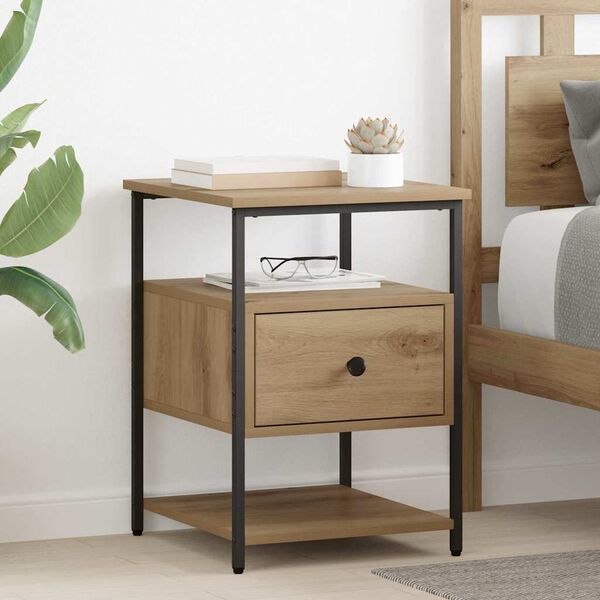vidaXL Bedside Cabinet with Drawer 2 pcs Artisan Oak 40 x 42 x 56 cm