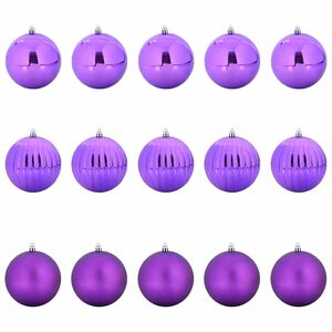 vidaXL Christmas Bauble Set XL 15 pcs LEDs Lilac &Oslash; 10 cm Plastic