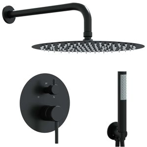vidaXL Concealed Shower System (Round) Black Stainless Steel 201