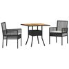 vidaXL Garden Dining Set 3 pcs Black Poly rattan