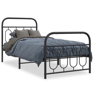 vidaXL Metal Bed Frame without Mattress with Footboard Black 80x200cm