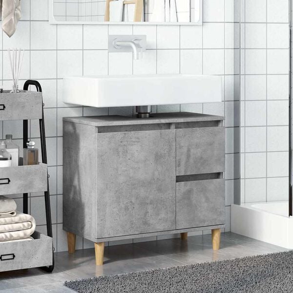 vidaXL Sink Cabinet Concrete Grey 65x33x60 cm Engineered Wood