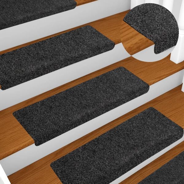 vidaXL Stair Mats Self-adhesive 10 pcs 65x21x4 cm Dark Grey Rectangular Edge
