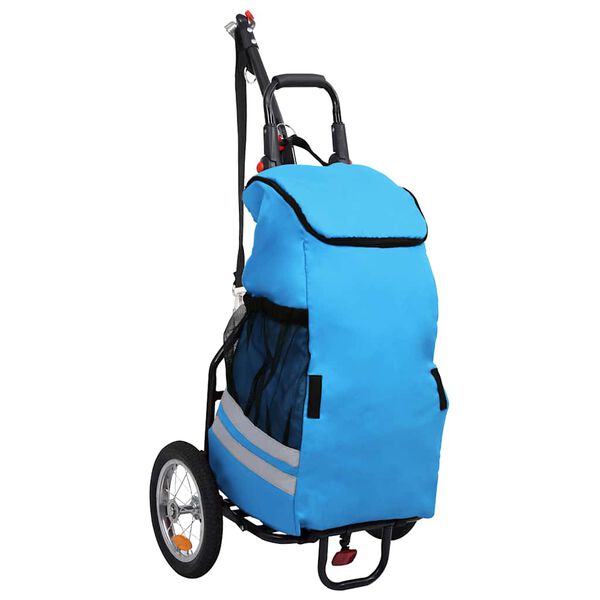 vidaXL Folding Bike Trailer with Grocery Bag Blue and Black