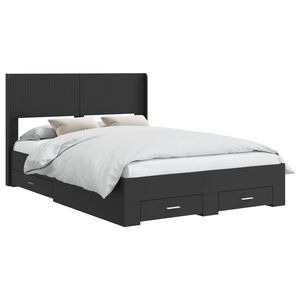 vidaXL Bed Frame with Storage and Headboard Black 135 x 190 cm