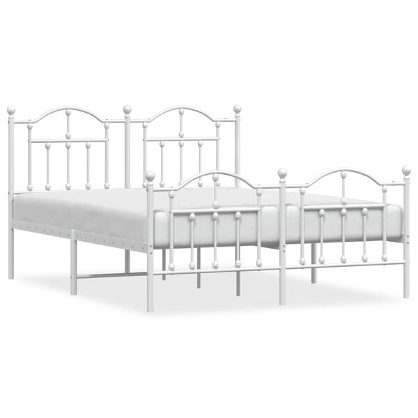 vidaXL Metal Bed Frame without Mattress with Footboard White 135x190cm