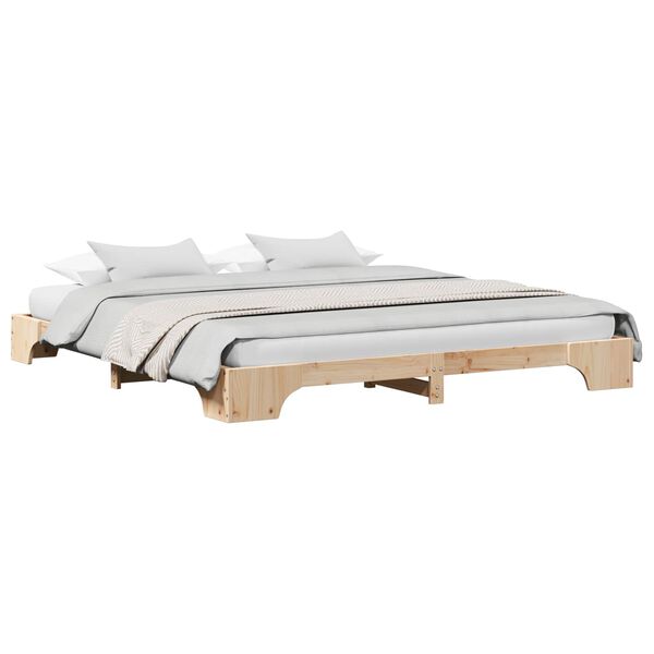 vidaXL Bed Frame Natural 180 x 200 cm Solid Pine Wood