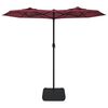 vidaXL Double-Head Garden Parasol with LEDs Bordeaux Red 316x145 cm
