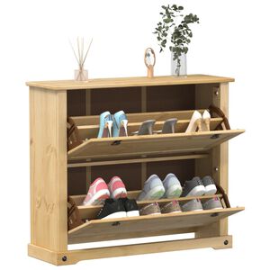 vidaXL Shoe Cabinet "Corona" 99x32x85 cm Solid Wood Pine