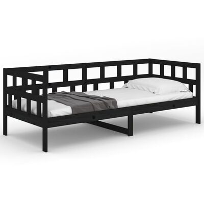 vidaXL Day Bed Black Solid Wood Pine 80x200 cm