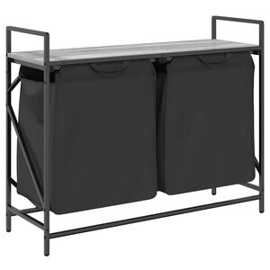 vidaXL Laundry Basket 2 Compartments with Shelf Grey Sonoma