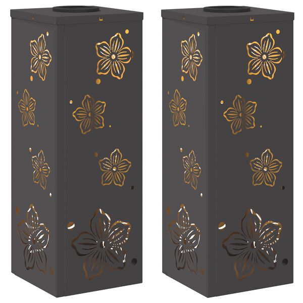 vidaXL Solar LED Pathway Light 2 pcs Black Cold Rolled Steel