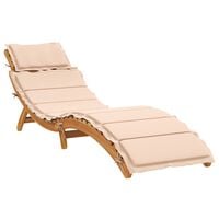 vidaXL Sun Lounger with Cushion Beige Solid Wood Acacia