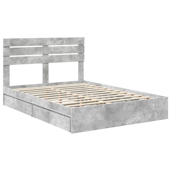vidaXL Storage Bed Concrete Grey 150 x 200 cm Engineered Wood