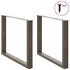 vidaXL Dining Table Legs U-Shaped 2 pcs Natural Steel 100x(72-73) cm Steel