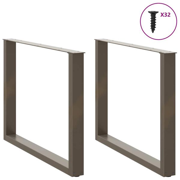 vidaXL Dining Table Legs U-Shaped 2 pcs Natural Steel 100x(72-73) cm Steel