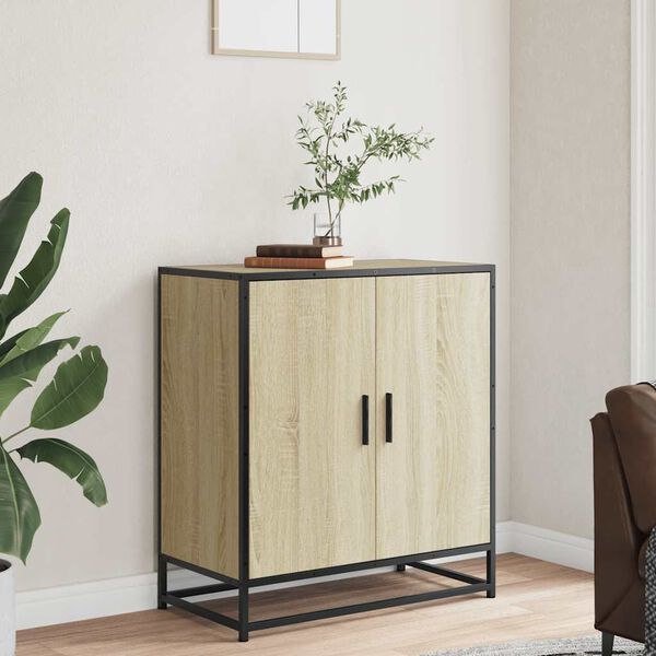 vidaXL Sideboard Sonoma Oak 68x35x76 cm Engineered Wood and Metal
